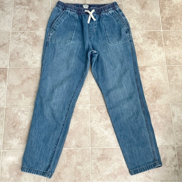 Crewcuts J Crew Girls Jeans Blue Denim Drawstring Waist Straight Leg Size 16 - Picture 1 of 9